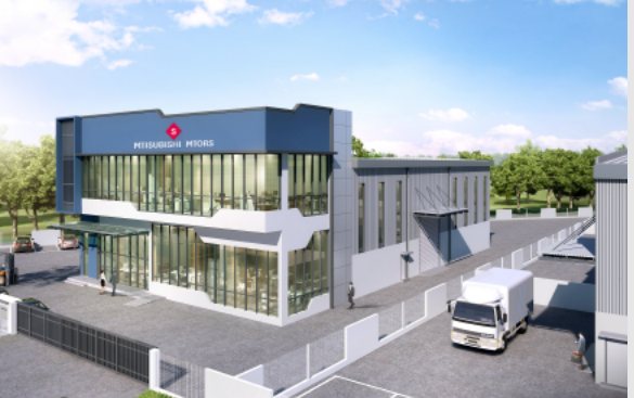 Bungalow factory at Ideal Business Hub, Bertam — corporate glass facade with dedicated loading yard