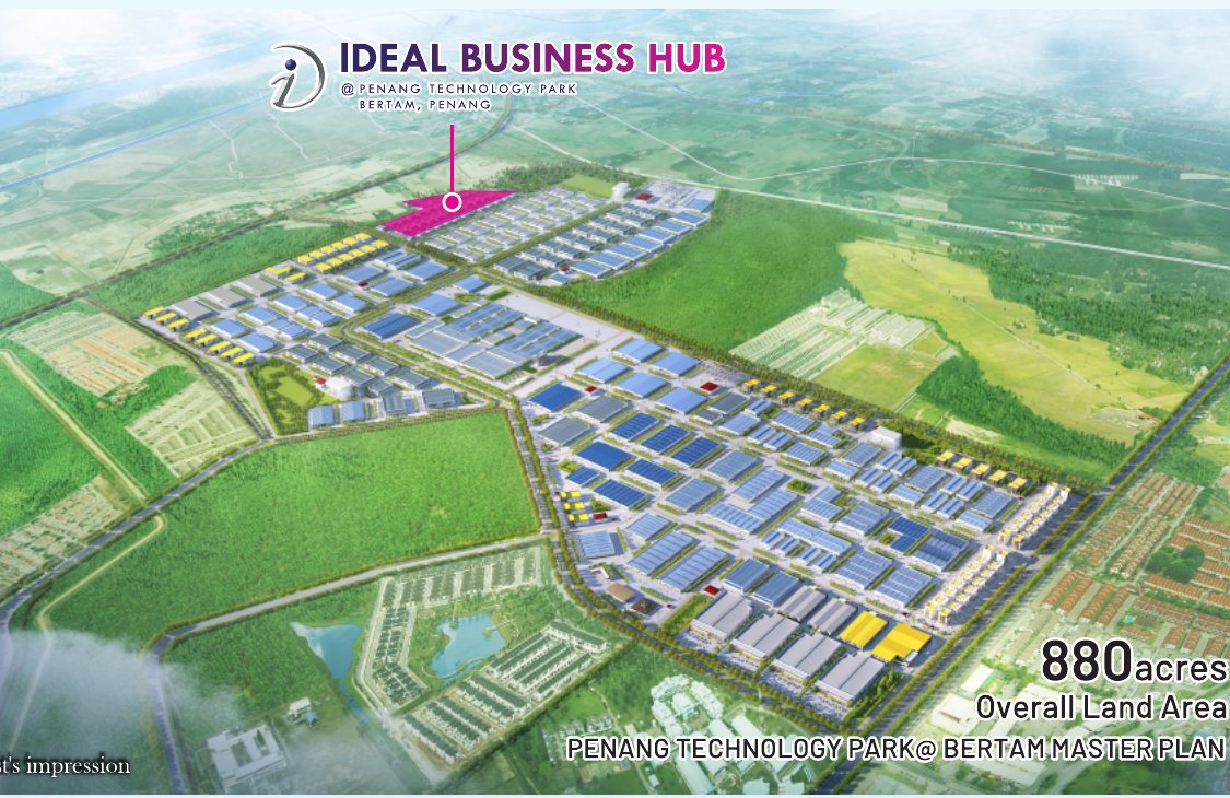 Penang Technology Park @ Bertam 880-acre masterplan showing the location of Ideal Business Hub